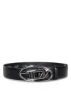 Diesel Black Belt With Distinctive Oval Buckle In Black