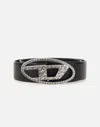 Diesel Women 1dr Strass Leather Belt In Black