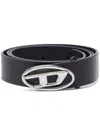 Diesel 4cm D Leather Buckle Belt In Black