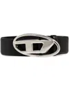 Diesel 1dr Logo-buckle Leather Belt In Black