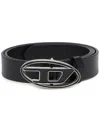 Diesel B 1dr 25 Black Leather Belt With Distinctive Logo Buckle In Black