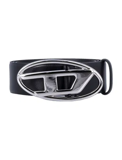 Diesel Classic Logo Plaque Buckle Belt In Brown