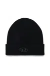 Diesel Branded Wool-blend Beanie In Black