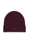 Diesel Branded Wool-blend Beanie In Black