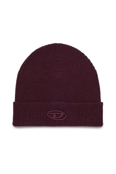 Diesel Branded Wool-blend Beanie In Purple