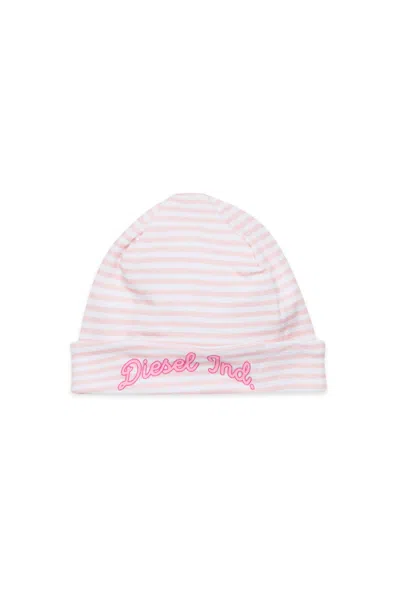 Diesel Babies' Cuffed Beanie With Logo In Pink
