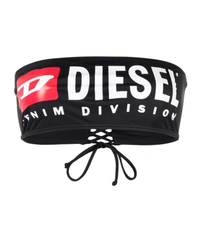Diesel Bfb-bryna Logo-print Bikini Top In Black