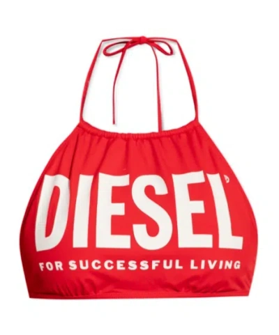 Diesel Bfb-lea Bikini Top In Red