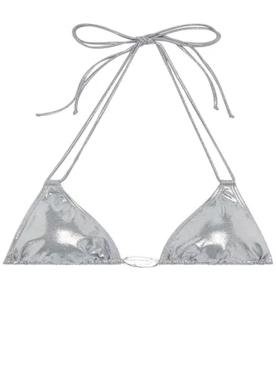 Diesel Bfb-sees-o Triangle-cup Bikini Top In Silver