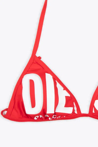 Diesel Bfb-sees Red Lycra Swim Bikini Top With Logo - Bfb Sees In Red/white