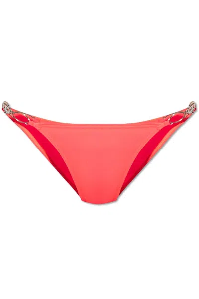 Diesel Bfpn-irina Oval-d Plaque Bikini Briefs  In Red