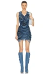 Diesel Short Dress In Destroyed Indigo Knit In Black