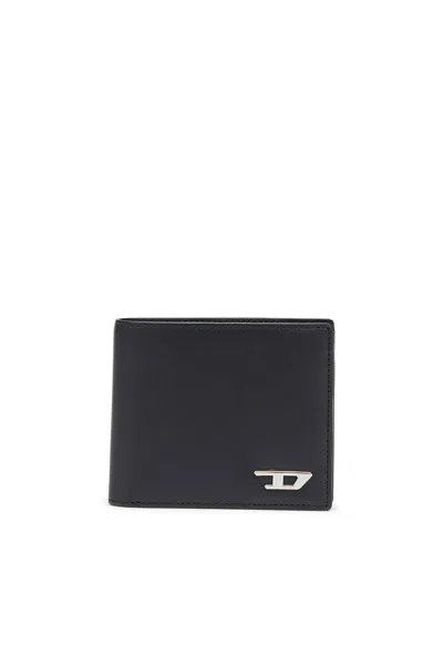 Diesel Bi-fold Wallet In Leather With Coin Pocket In Black