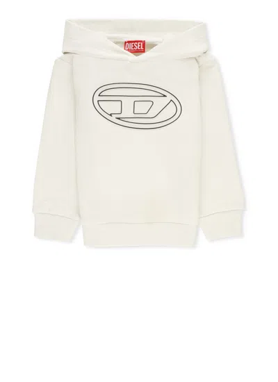 Diesel Kids' Big Oval Hoodie In Ivory