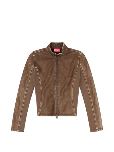 Diesel Lightweight Bonded Leather Look Biker Coat In Multi