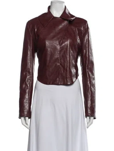 Pre-owned Diesel Biker Jacket In Burgundy