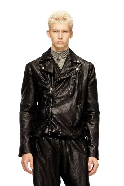 Diesel Biker Jacket In Boiled Leather In Black