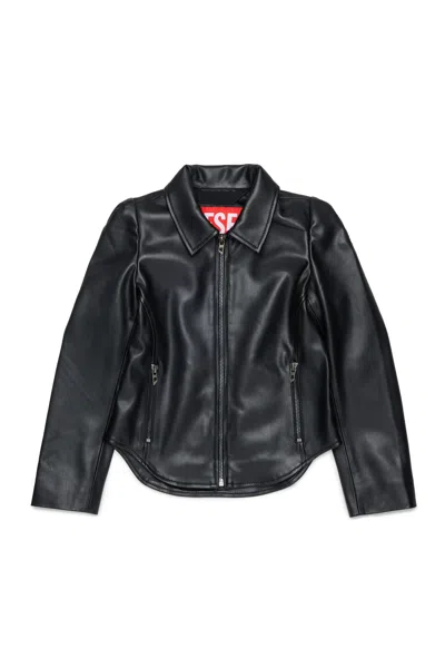DIESEL BIKER JACKET IN COATED FABRIC