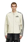Diesel Mens L-pop Embroidered Logo-patch Leather Biker Jacket 129 In White