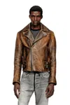 Diesel Biker Jacket In Treated Leather In Brown