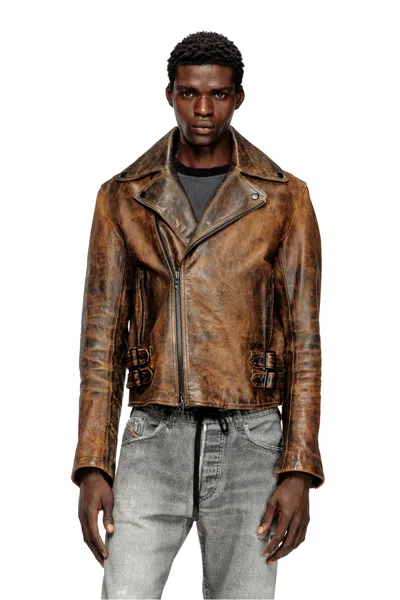 DIESEL BIKER JACKET IN TREATED LEATHER
