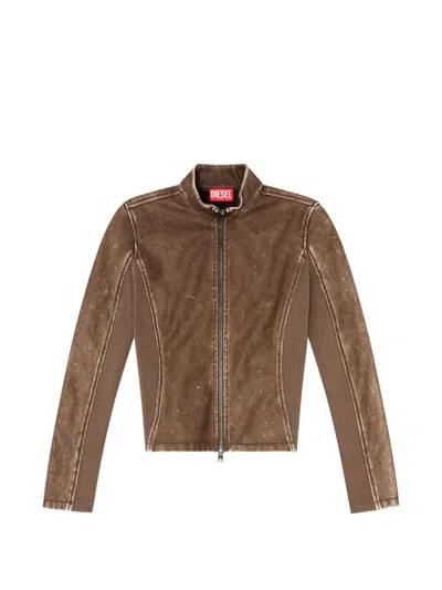 Diesel Lightweight Bonded Leather Look Biker Coat In Multi