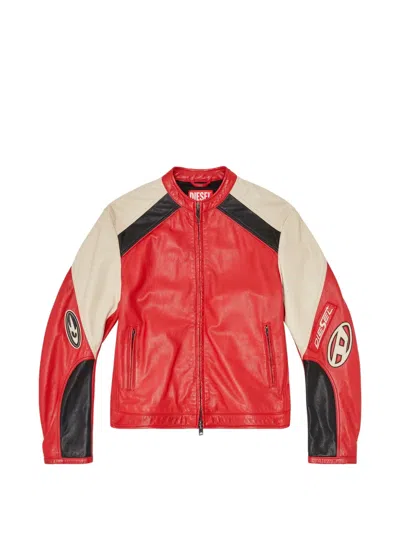Diesel Biker Leather Jacket In Multi