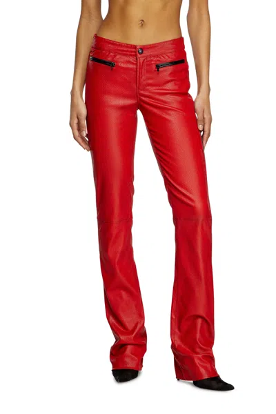 Diesel Biker Pants In Perforated Stretch Leather In Red
