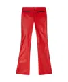 Diesel Biker Pants In Perforated Stretch Leather In Red