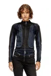 Diesel Biker-style Jacket In Bicolour Denim In Multi