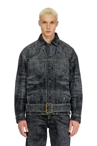 Diesel Biker-inspired Denim Jacket In Black