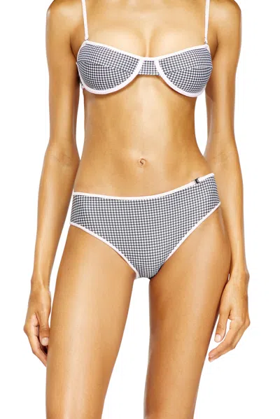 Diesel Bikini Bottoms With Houndstooth Print In Gray
