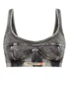 Diesel Ufsb Logo Patch Denim Effect Bralette In Grey