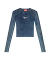 Diesel Women `m-anchor-a` Rib-knit Top With `oval D` In Blue