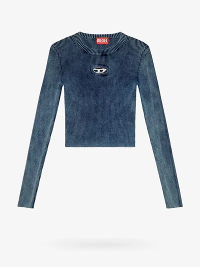 Diesel Top In Cotone Biologico Con Logo Oval-d Frontale In Blue