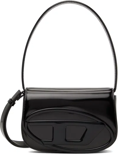 Diesel Black Leather Foldover Top Handbag In T8013
