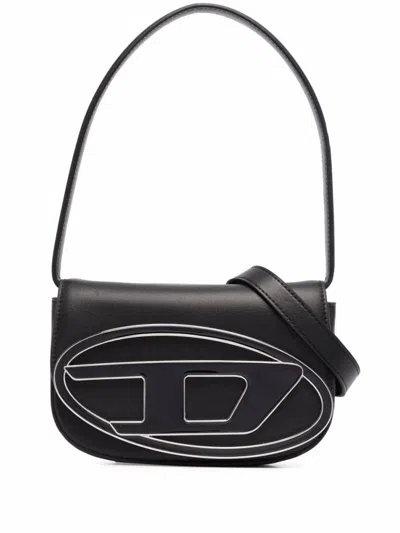 DIESEL WOMEN BLACK 1DR LEATHER SHOULDER BAG, ONESIZE LUXURY SHOULDER BAGS FOR WOMEN DARVEYS