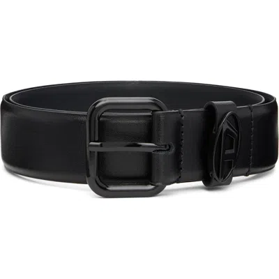 Diesel Black 3.9cm Logo-plaque Embellished Leather Belt