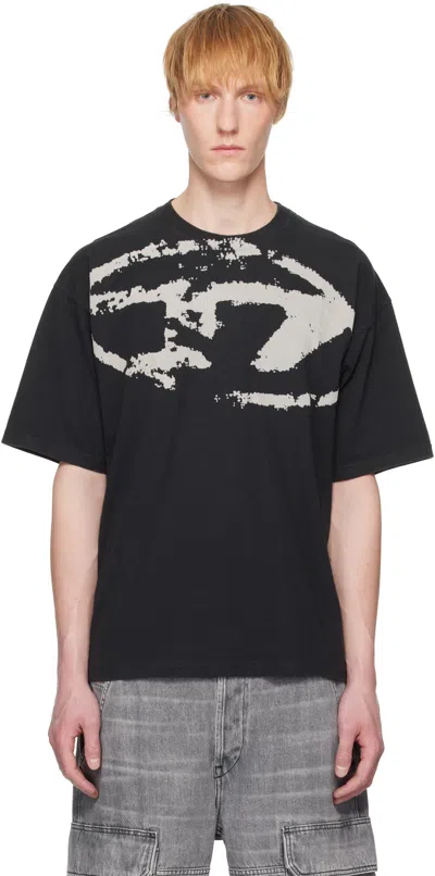 Diesel T-shirt T-boxt Con Logo Floccato In Black