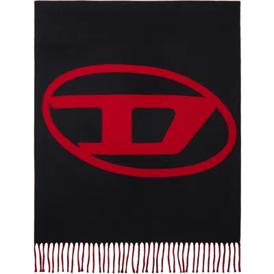 Diesel Black & Red Reversible Two Tone Wool Scarf