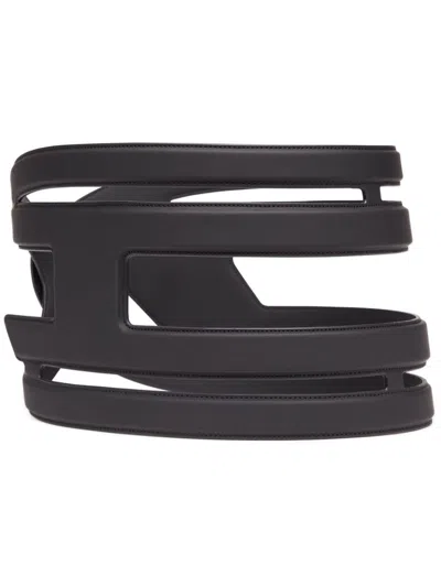 Diesel B-cage-d Faux-leather Belt In Black
