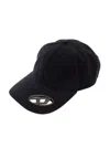Diesel Black Baseball Cap With Oval D Cut-out In Cotton Man