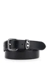 Diesel Black Belt With 1dr Buckle In Leather Man In Animal Print