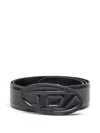 Diesel Textured Finish Belt With Distinctive Oval Buckle In Black