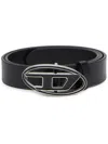 Diesel B 1dr 25 Black Leather Belt With Distinctive Logo Buckle In Black
