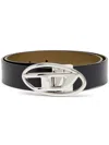 Diesel Reversible Leather Belt With Oval D Buckle In Black
