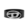 Diesel Calf Leather Belt With Logo Buckle In Black