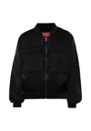 Diesel Black Bomber Jacket For Boy With Logo In Blue