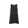 Diesel Mini Dress Checked Pattern Sleeveless V-neckline In Black