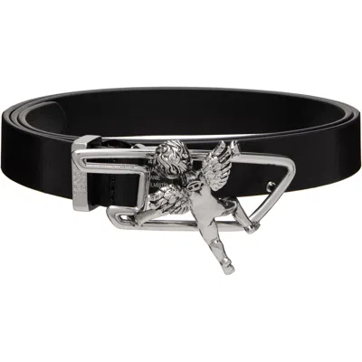 Diesel Black Cherub D Outline Buckle Leather Belt In T8013